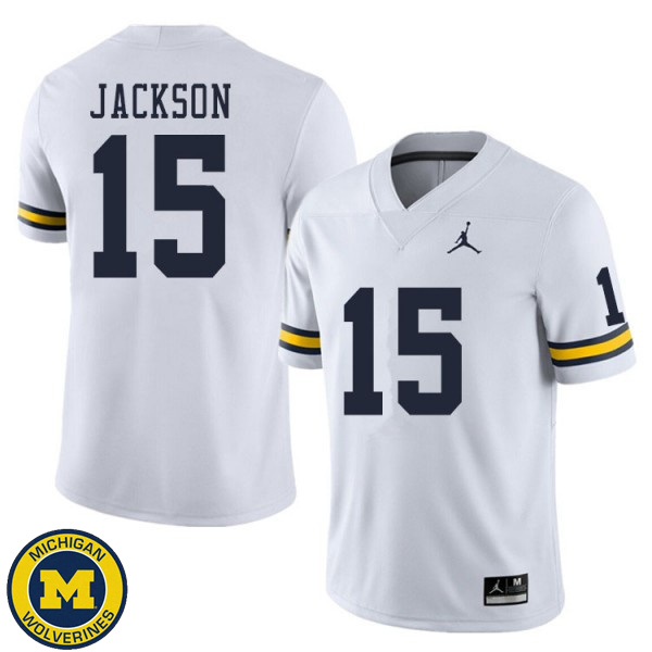 Mens Michigan Wolverines #15 Giles Jackson White University Jersey